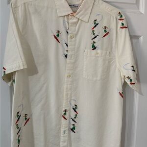 Tommy Bahama Cream Shirt with Colorful Embroidery